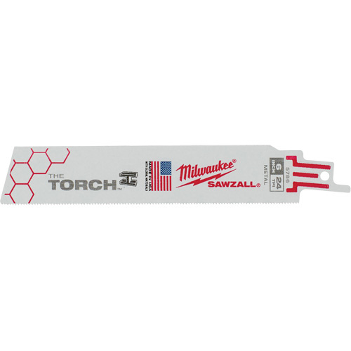 Milwaukee 48-00-5786 The Torch Sawzall Blade, Bi-Metal, 24 TPI, 6" L x 1" W-(Pack of 5)