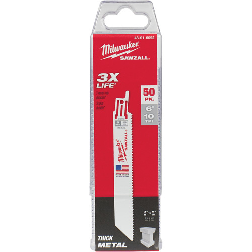 Milwaukee 48-01-6000 The Torch Sawzall Blade, Bi-Metal, 10 TPI, 9" L-(Pack of 500)