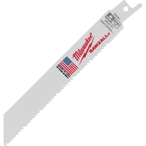 Milwaukee 48-01-7091 Sawzall Blade, Bi-Metal, 8-12 TPI, 6" L x 3/4" W-(Each)