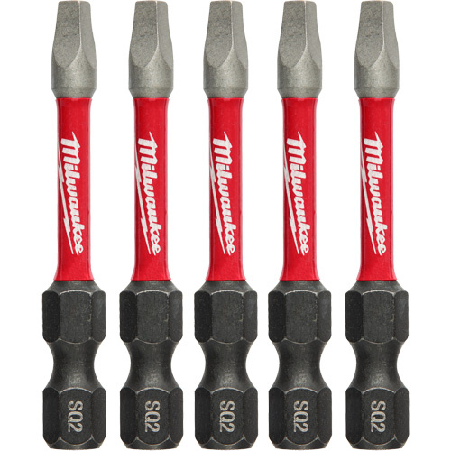 Milwaukee  48-32-4606  Shockwave? Impact Power Bits, Square, #2 Tip, 1/4" Drive Size, 2" Length - Pack of 5