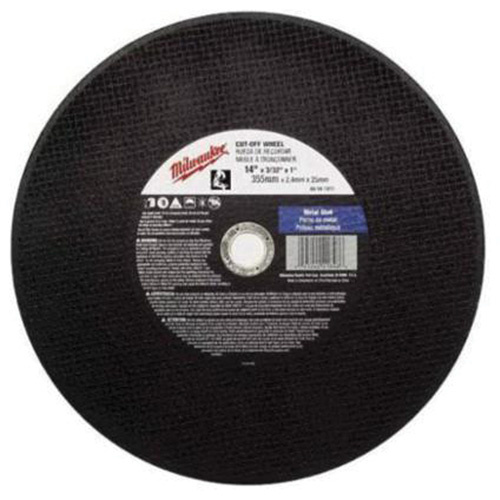 Milwaukee 49-94-1275 High Speed Cut-Off Wheel, 12" x 1/8", 1" Arbor, Type 1, Aluminum Oxide, 4365 RPM-(Each)