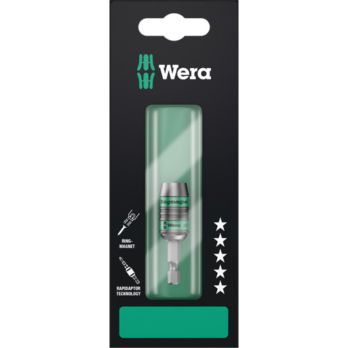 Wera Tools  5073511001  Ringmagnet Adaptor with Strong Magnet, 1/4" Drive Size, 2-1/4" L - Each