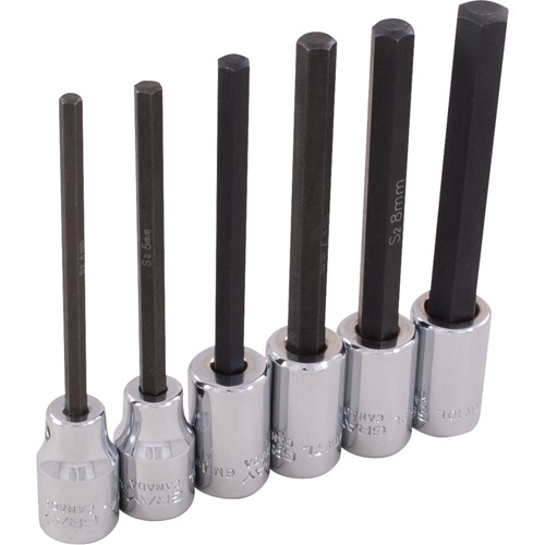 Gray Tools 29616 Hex Head Socket Set, Hex, 3/8" Drive, 6 Pcs-(Each)