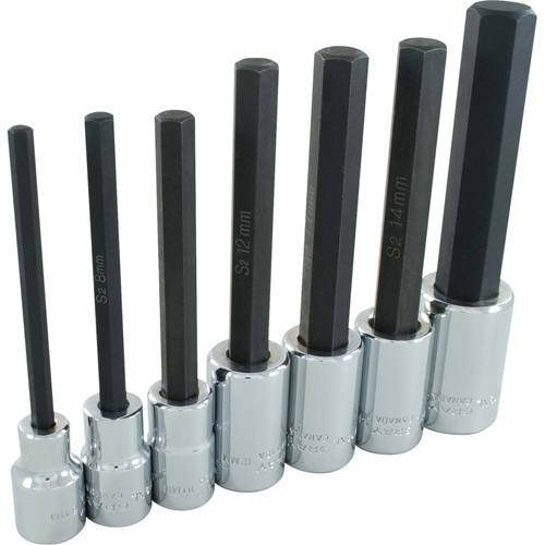 Gray Tools MDW19XLS Extra Long Hex HeadSocket Set, Hex, 1/2" Drive, 7 Pcs-(Each)