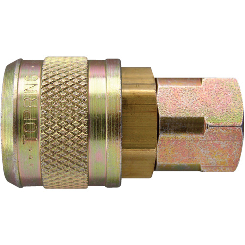Topring  20.444  Quick Couplers - 1/4" Industrial, One Way Shut-Off - Automatic Couplers, Brass - Each