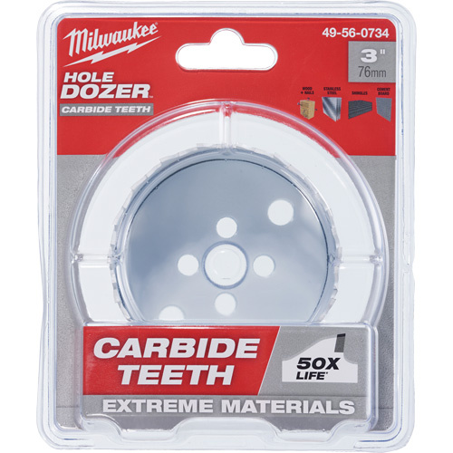 Milwaukee 49-56-0734 Hole Dozer Saw with Carbide Teeth, 3", 1-63/100" Depth of Cut, Carbide-(Each)