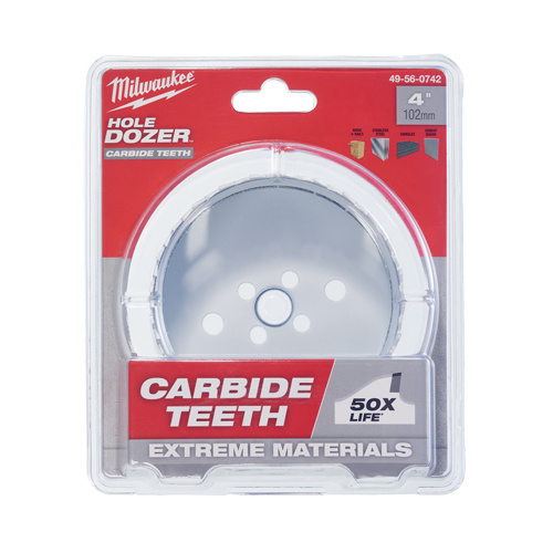 Milwaukee 49-56-0742 Carbide Hole Saw, 4", 1-31/50" Depth of Cut, Carbide-(Each)
