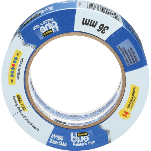 3M 2090-36EP4 ScotchBlue Original Painter's Tape 2090, 36 mm (1-2/5") x 55 m (180'), Blue-(Pack of 4)