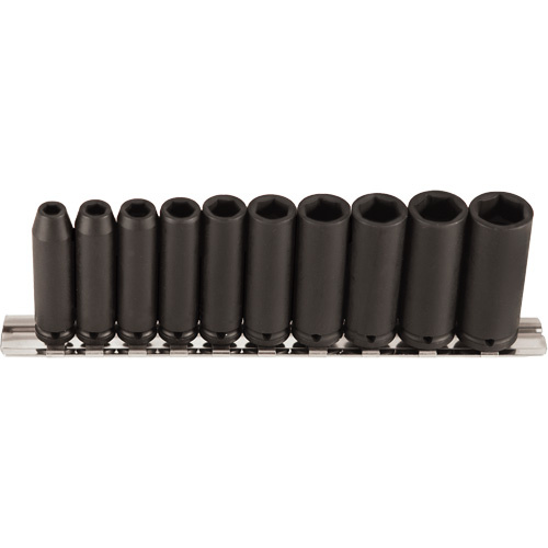 Vega  126M10  Long Socket Set, 10 Pcs, Impact, 1/4" Drive Size, Deep - Each