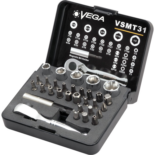 Vega  VSMT31  Tamper Proof Bit, Socket & Ratchet Set - Each