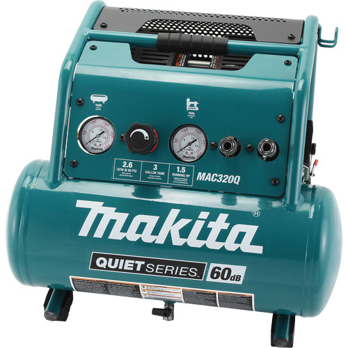 Makita MAC320Q Quiet Series Air Compressor, Electric, 3 Gal (3.6 US Gal), 135 PSI, 120/1 V-(Each)
