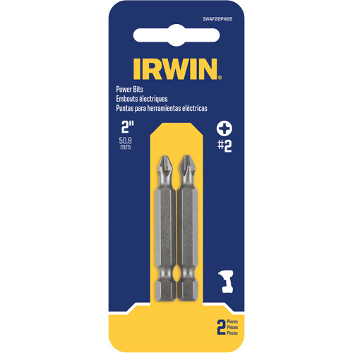 Irwin  IWAF22PH22  Power Bits, Phillips, #2 Tip, 1/4" Drive Size, 2" Length - Pack