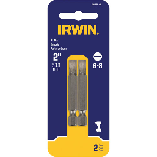 Irwin  IWAF22SL682  Power Bits, Slot, 6 - 8 Tip, 1/4" Drive Size, 2" Length - Pack