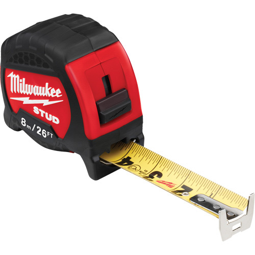 Milwaukee  48-22-9726  Stud? Tape Measure, 1-5/16"/33 mm x 26'/8 m, Imperial & Metric Graduations - Each