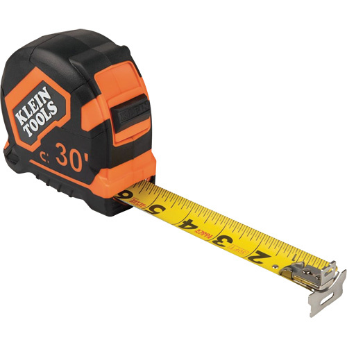 Klein Tools  9230  Magnetic Double Hook Tape Measure, 30', 1/16" Graduations - Each