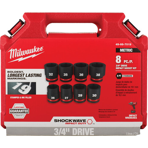 Milwaukee  49-66-7019  Shockwave? Impact Duty? Metric 6 Point Socket Set, 8 Pcs, Impact, 3/4" Drive Size - Each