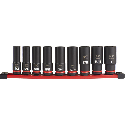 Milwaukee  49-66-7022  Shockwave? Impact Duty? SAE 6 Point Socket Set, 9 Pcs, Impact, 1/2" Drive Size, Deep - Each