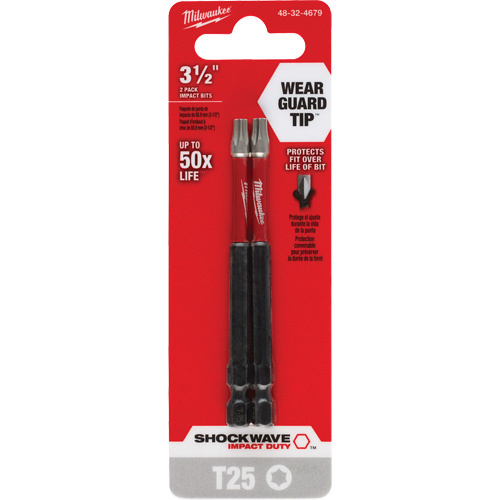 Milwaukee  48-32-4679  Shockwave? Impact Duty? Screwdriver Bit, Torx, T-25 Tip, 1/4" Drive Size, 3-1/2" Length - Pack of 2