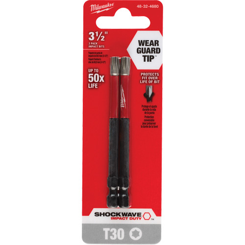 Milwaukee  48-32-4680  Shockwave? Impact Duty? Screwdriver Bit, Torx, T-30 Tip, 1/4" Drive Size, 3-1/2" Length - Pack of 2