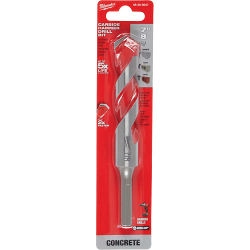 Milwaukee 48-20-9047 Hammer Drill Bit, 7/8", 3-Flat Shank, Carbide-(Each)