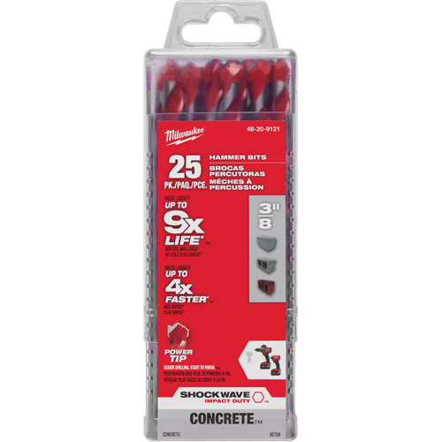 Milwaukee 48-20-9121 Shockwave Hammer Drill Bit, 3/8", Hex Shank, Carbide-(Pack of 25)