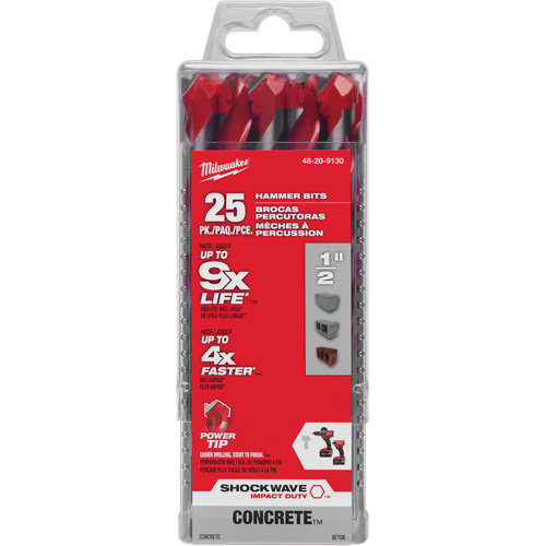 Milwaukee 48-20-9130 Shockwave Hammer Drill Bit, 1/2", Hex Shank, Carbide-(Pack of 25)