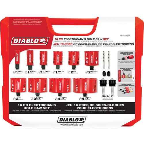 Diablo  DHS16SEL  Electrician's Bi-Metal Hole Saw Set, 16 Pieces - Each