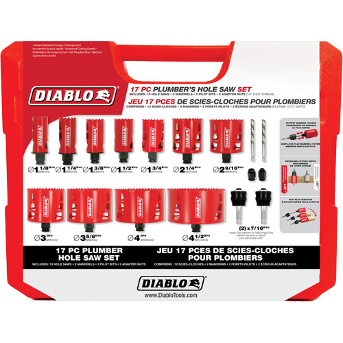 Diablo  DHS17SPL  Plumber's Bi-Metal Hole Saw Set, 17 Pieces - Each