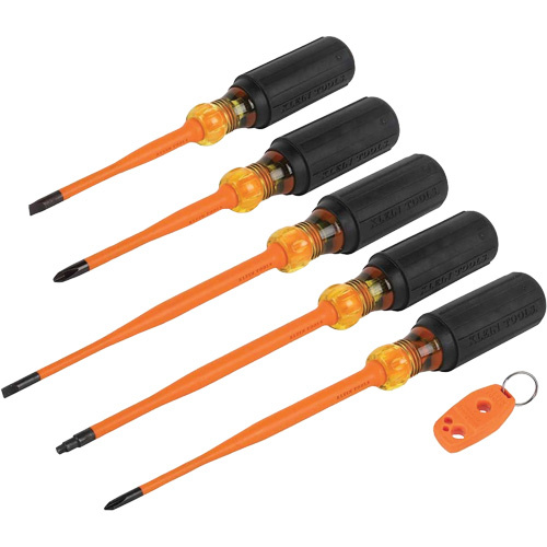 Klein Tools 33736INS Slim-Tip Insulated Screwdriver Set, 1000 V, 6 Pcs-(Each)