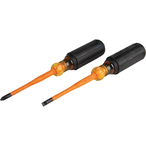 Klein Tools 33732INS Slim-Tip Insulated Screwdriver Set, 1000 V, 2 Pcs-(Each)