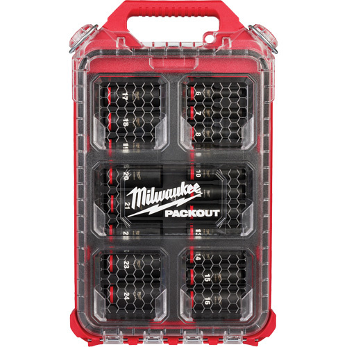 Milwaukee  49-66-6801  Shockwave Impact Duty? Packout? Metric Socket Set, 19 Pcs, Impact, 3/8" Drive Size, Deep - Each