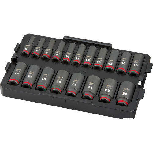 Milwaukee  49-66-6816  Shockwave Impact Duty? Packout? Socket Set, 19 Pcs, Impact, 3/8" Drive Size, Deep - Each