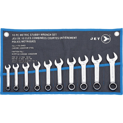 JET  700192  SCWS-10M Stubby Wrench Sets, Combination, 10 Pieces, Metric - Each