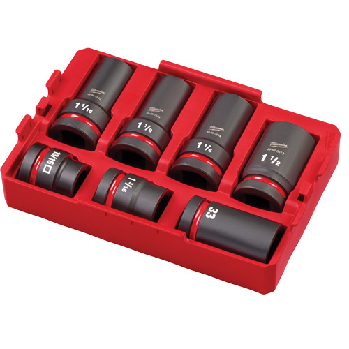 Milwaukee 49-66-7840 Packout Shockwave Impact Duty Metric & SAE Wheel Service Socket Set, 7 Pieces, 1" Drive Size-(Each)