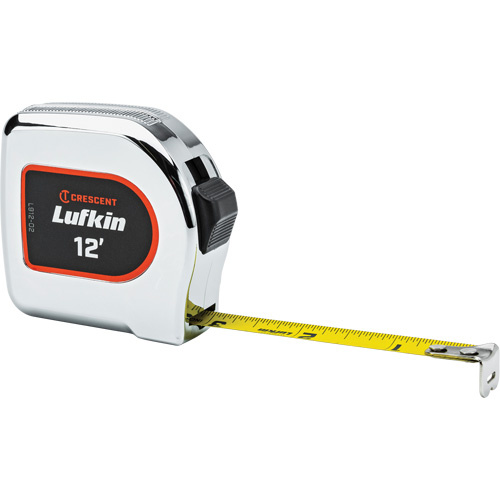 Lufkin By Crescent  L912-02  Legacy Chrome Case Yellow Clad Tape Measure, 1/2" x 12', Imperial Graduations - Each