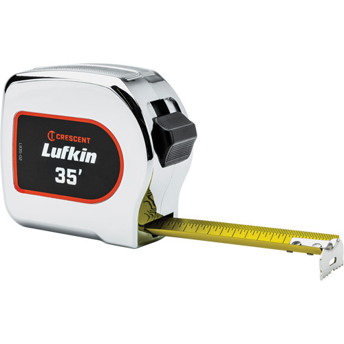 Lufkin By Crescent  L935-02  Legacy Chrome Case Yellow Clad Tape Measure, 1-1/8" x 35', Imperial Graduations - Each