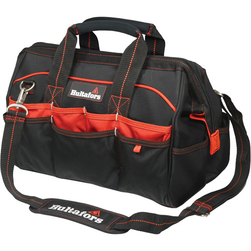 Hultafors HT5543 16" Tradesman's Tool Bag, Ballistic Polyester, Black/Red-(Each)