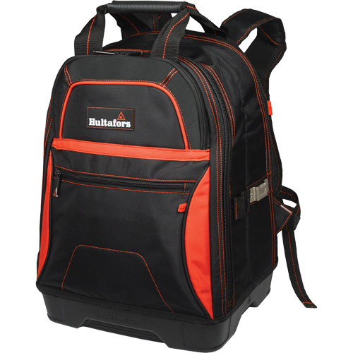 Hultafors HT5535 Molded Base Bottom Tool Backpack, Black/Red, Ballistic/Polyester-(Each)