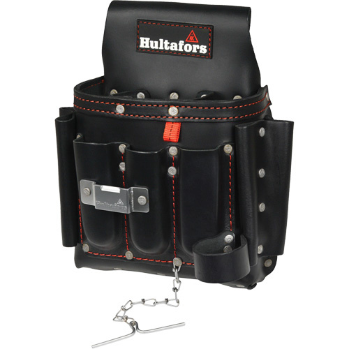 Hultafors HT5421 Electrician's Tool Pouch, Leather, 8 Pockets, Black-(Each)