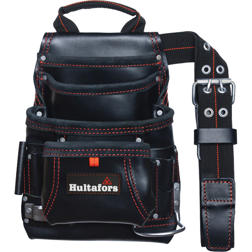 Hultafors HT5433 Carpenter's Nail & Tool Bag, Leather, 11 Pockets, Black-(Each)