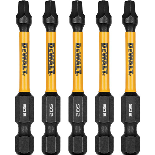 DEWALT  DWAF2SQ2IR5  5-Piece FLEXTORQ<sup>?</sup> Impact Screwdriving Bits, Square, #2, 1/4" Drive - Each