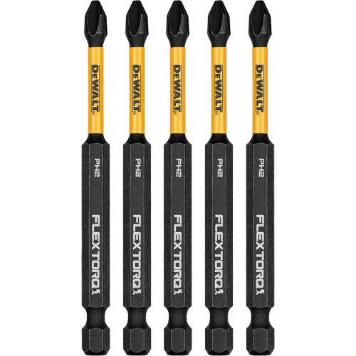 DEWALT  DWAF3PH2IR5  5-Piece FLEXTORQ<sup>?</sup> Impact Screwdriving Bits, Phillips, #2, 1/4" Drive - Each