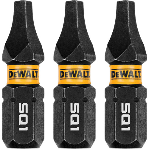 DEWALT  DWAF1SQ1IR3  3-Piece FLEXTORQ<sup>?</sup> Impact Screwdriving Bits, Square, #1, 1/4" Drive - Each