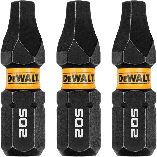 DEWALT  DWAF1SQ2IR3  3-Piece FLEXTORQ<sup>?</sup> Impact Screwdriving Bits, Square, #2, 1/4" Drive - Each