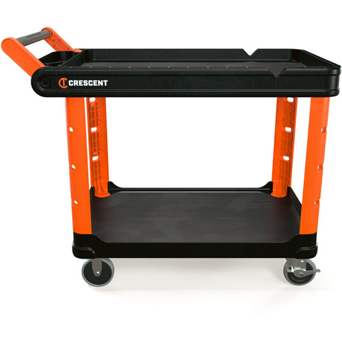 Crescent  IUC2SCBM  RAILWORKS 2-Shelf Industrial Utility Cart with 5" Hard Casters, 47" L x 24-1/2" W x 34" H, Black/Orange - Each