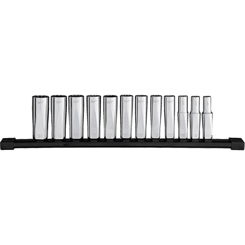 Milwaukee  48-22-9521  12-Point Deep Well Metric Socket Set, 12 Pcs, 3/8" Drive Size, Deep - Each