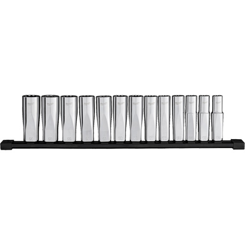 Milwaukee  48-22-9524  12-Point Deep Well Metric Socket Set, 13 Pcs, 1/2" Drive Size, Deep - Each