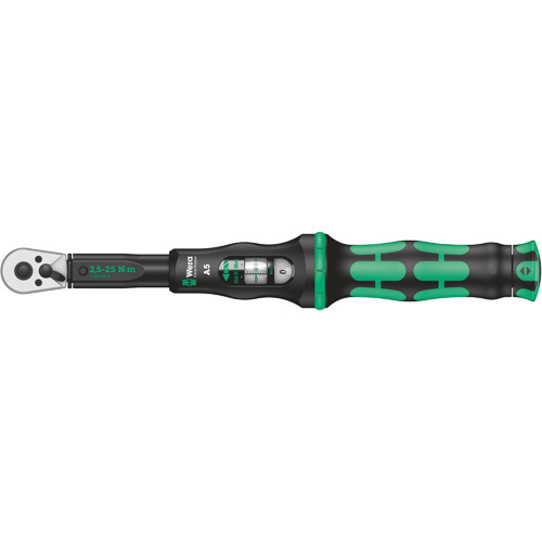 Wera Tools  05075604001  Click-Torque A 5 Torque Wrench with Reversible Ratchet, Click, 1/4" Square Drive, 2.5 - 25 Nm - Each