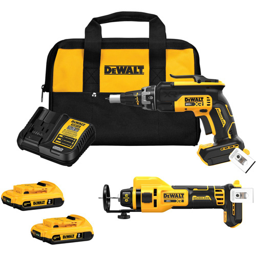 DEWALT  DCK265D2  XR<sup>?</sup> Brushless Drywall Screwgun & Cut-Out Tool Combo Kit, Lithium-Ion, 20 V - Each