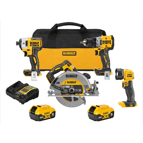 DEWALT  DCK447P2  XR<sup>?</sup> Brushless Cordless 4-Tool Combo Kit, Lithium-Ion, 20 V - Each